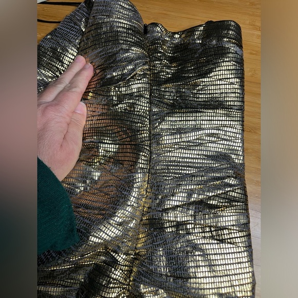 Zeynep Arcay Ruched Mini Chiffon Dress in Metallic Gold 100% silk. Size US 4 - Picture 10 of 12